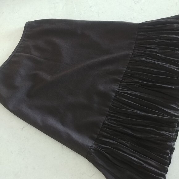 Ann Taylor wool midi skirt dark chocolate brown pleated flounce bottom 4 Petite - Picture 2 of 14